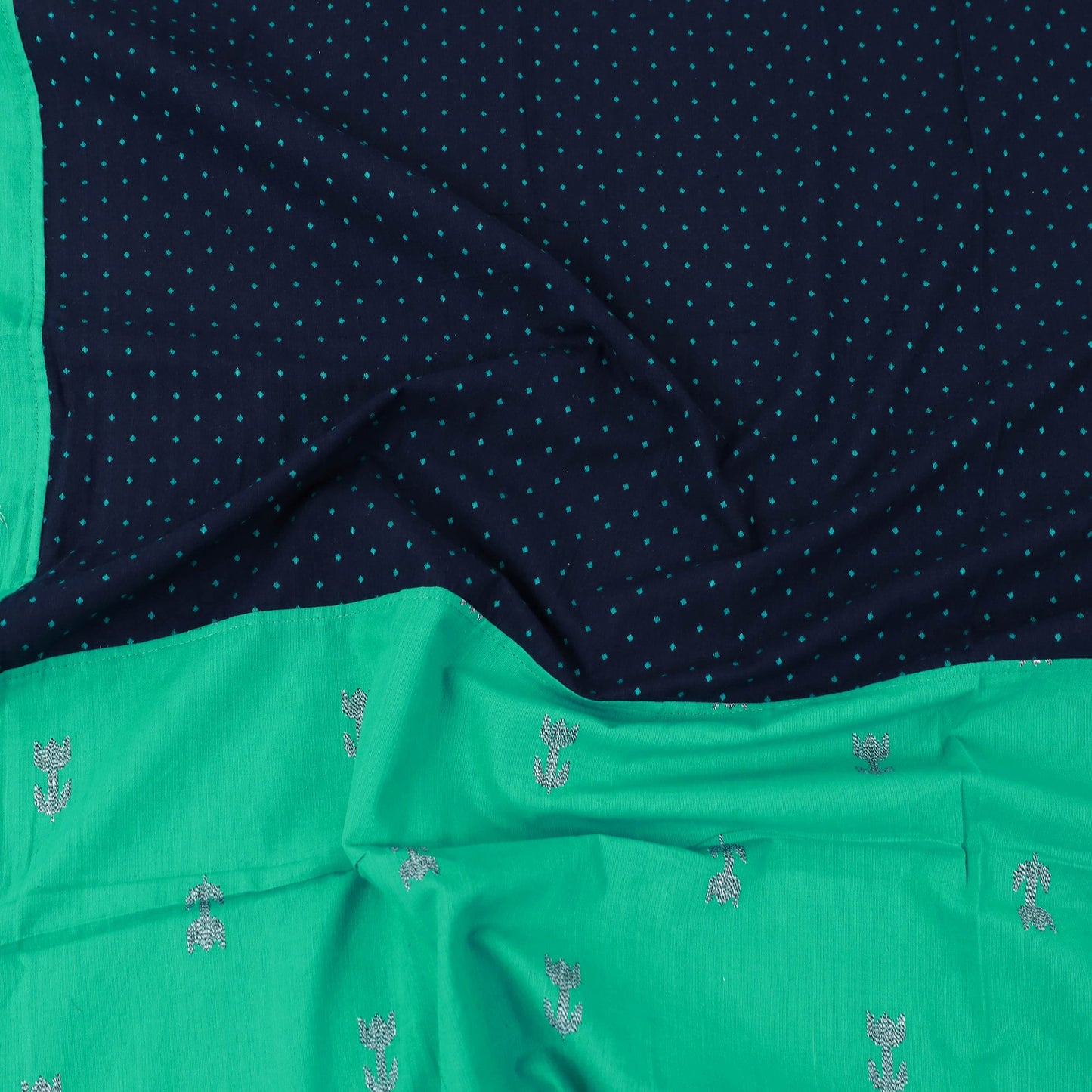 Green - patchwork cotton double jacquard bed sheet set 23