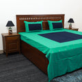Green - patchwork cotton double jacquard bed sheet set 23