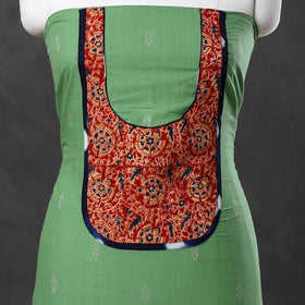Green - patchwork cotton jacquard unstitched kurta material