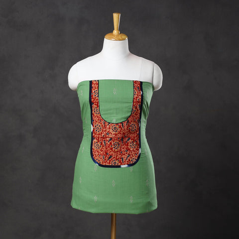 Green - patchwork cotton jacquard unstitched kurta material