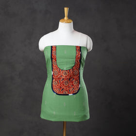 Green - patchwork cotton jacquard unstitched kurta material