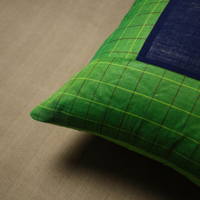Green - patchwork cotton kanchipuram cushion cover (16 x 16