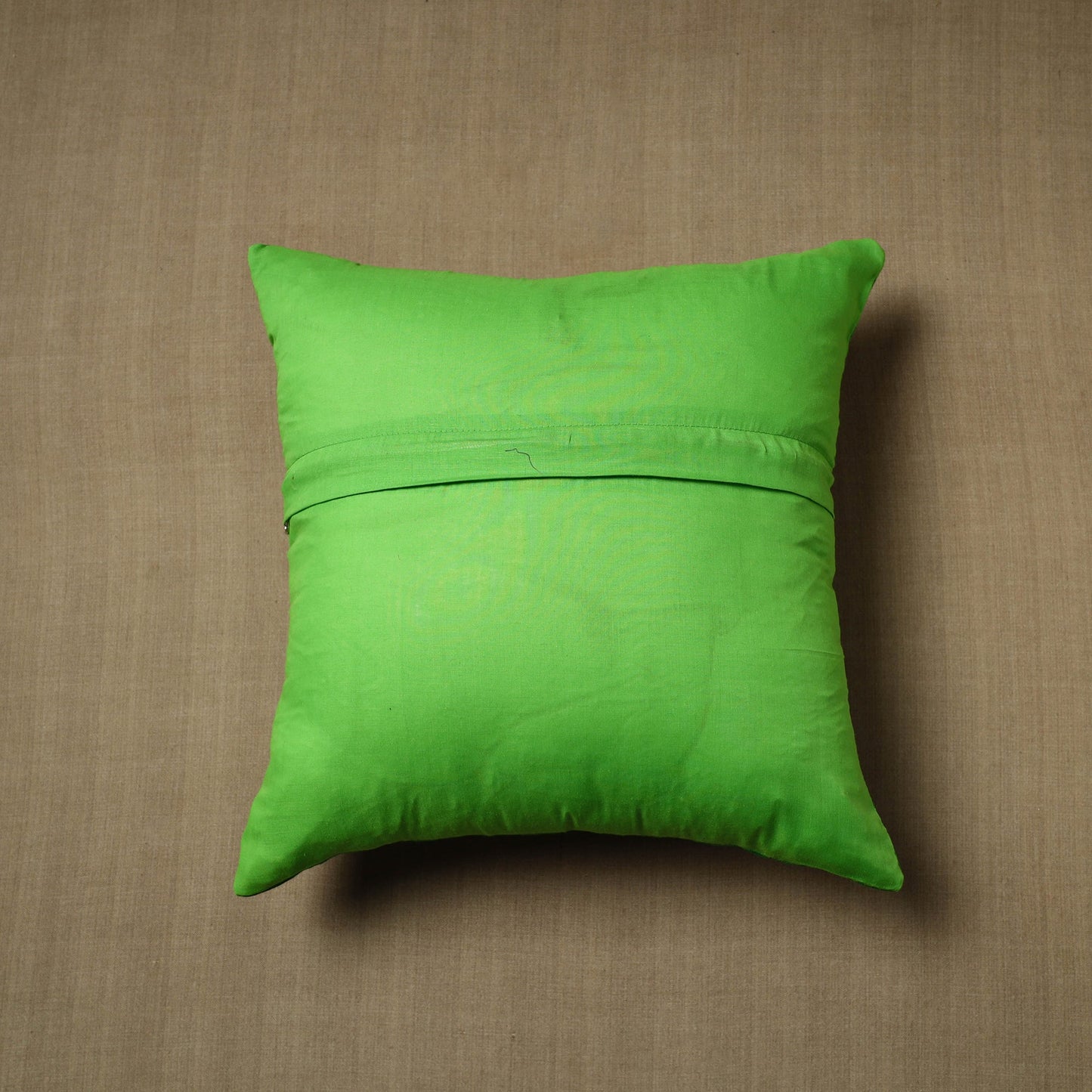 Green - patchwork cotton kanchipuram cushion cover (16 x 16