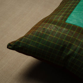 Green Patchwork Kanchipuram Cushion Covers