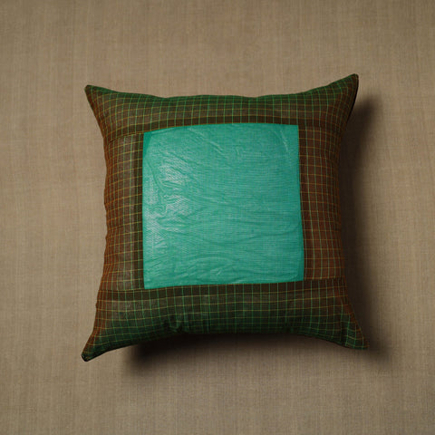 Green Patchwork Kanchipuram Cushion Covers
