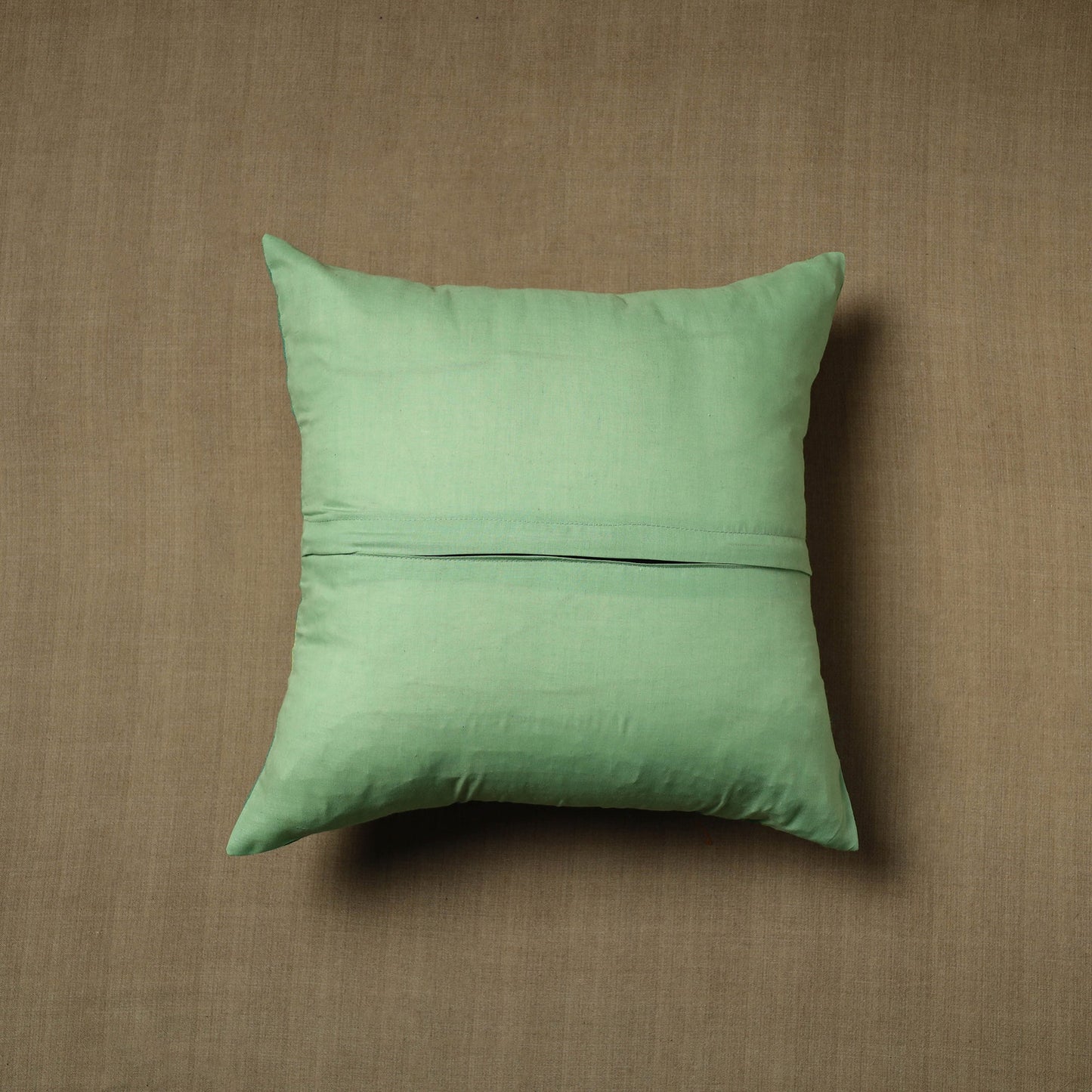 Green - patchwork cotton kanchipuram cushion cover (16 x 16