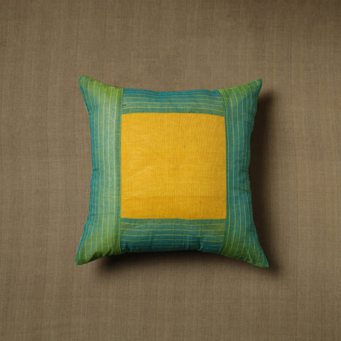 Green - patchwork cotton kanchipuram cushion cover (16 x 16