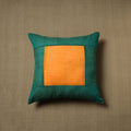 Green - patchwork cotton kanchipuram cushion cover (16 x 16