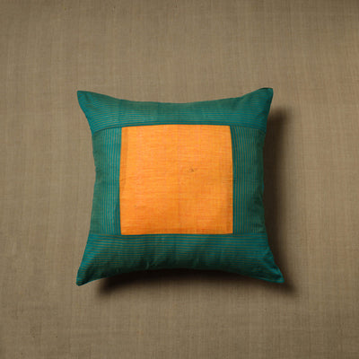 Green - patchwork cotton kanchipuram cushion cover (16 x 16