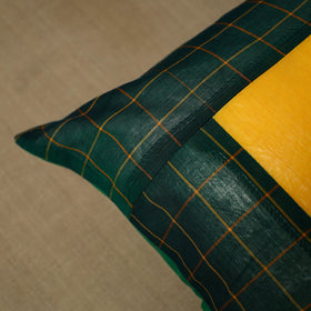 Green - patchwork cotton kanchipuram cushion cover (16 x 16