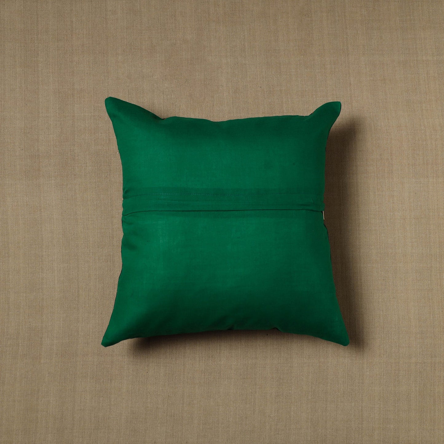 Green - patchwork cotton kanchipuram cushion cover (16 x 16