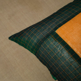 Green - patchwork cotton kanchipuram cushion cover (16 x 16