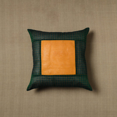 Green - patchwork cotton kanchipuram cushion cover (16 x 16