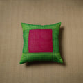 Green - patchwork cotton kanchipuram cushion cover (16 x 16
