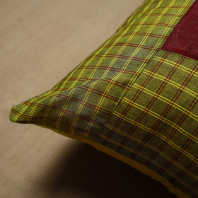 Green - patchwork cotton kanchipuram cushion cover (16 x 16