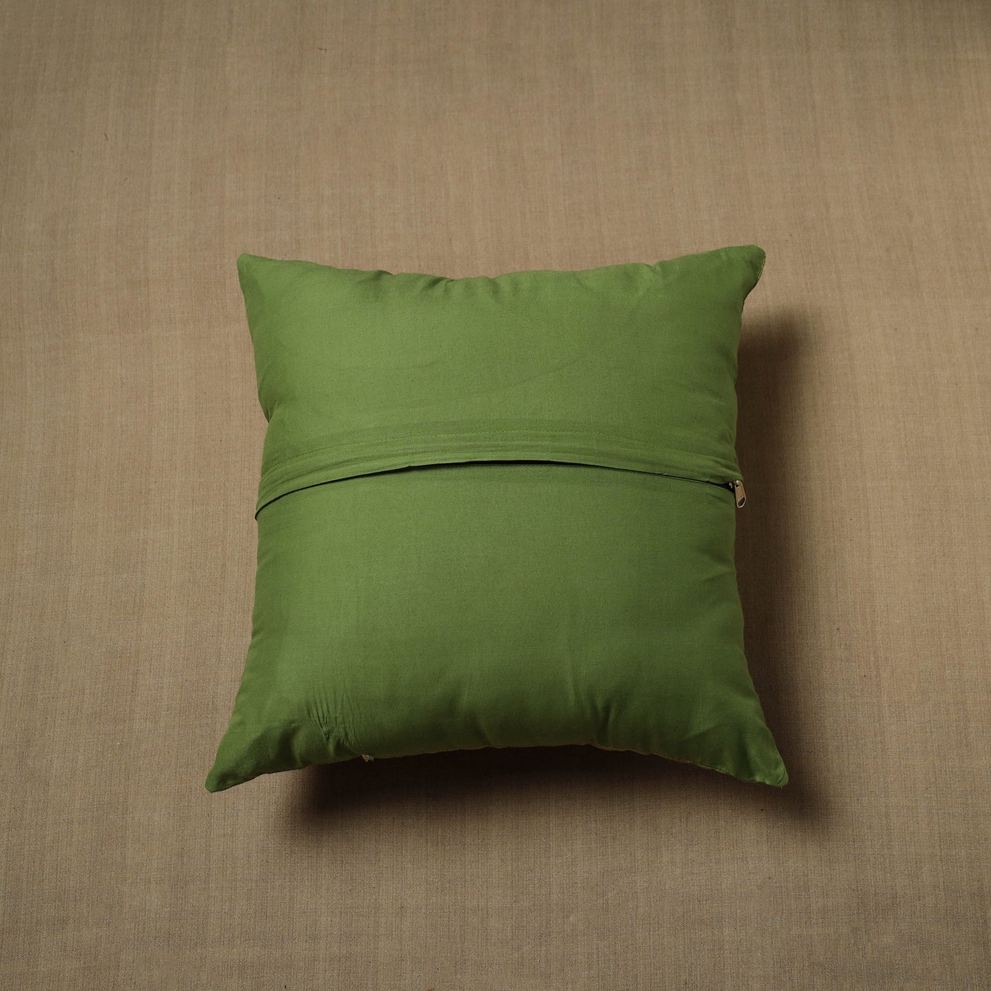 Green - patchwork cotton kanchipuram cushion cover (16 x 16