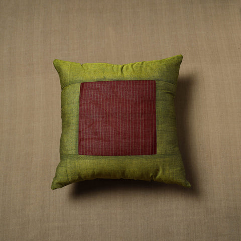 Green - patchwork cotton kanchipuram cushion cover (16 x 16