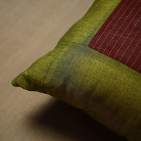 Green - patchwork cotton kanchipuram cushion cover (16 x 16