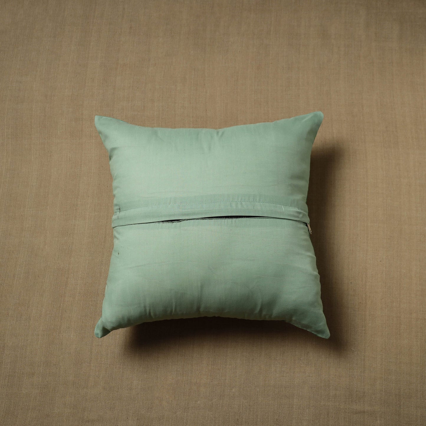 Green - patchwork cotton kanchipuram cushion cover (16 x 16