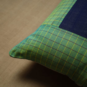 Green - patchwork cotton kanchipuram cushion cover (16 x 16