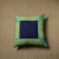 Green - patchwork cotton kanchipuram cushion cover (16 x 16
