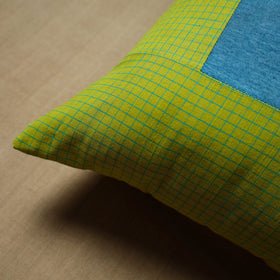 Green - patchwork cotton kanchipuram cushion cover (16 x 16
