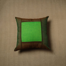 Green - patchwork cotton kanchipuram cushion cover (16 x 16