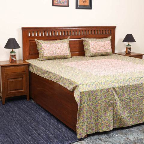 Patchwork hand double sanganeri bedsheet set (108 x 90 in)