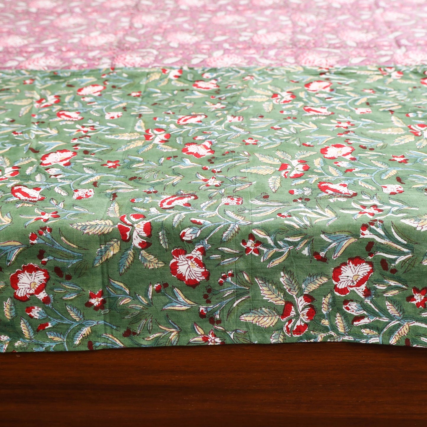 Patchwork hand double sanganeri bedsheet set (108 x 90 in)