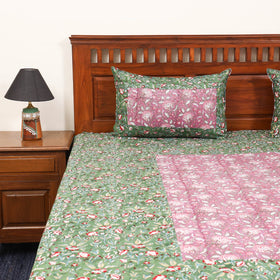 Patchwork hand double sanganeri bedsheet set (108 x 90 in)