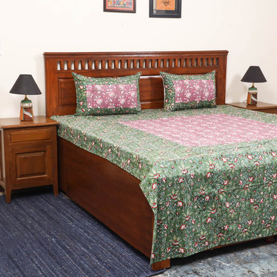 Patchwork hand double sanganeri bedsheet set (108 x 90 in)