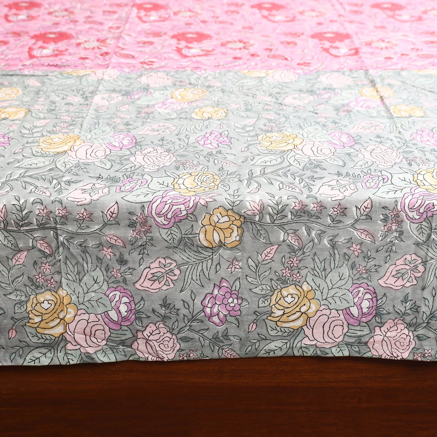 Patchwork hand double sanganeri bedsheet set (108 x 90 in)