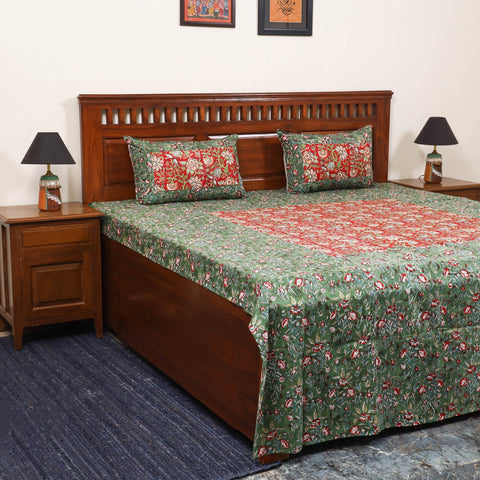 Patchwork hand double sanganeri bedsheet set (108 x 90 in)