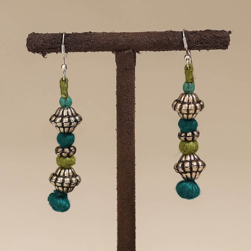 Green - patwa thread beads earrings by kailash 41