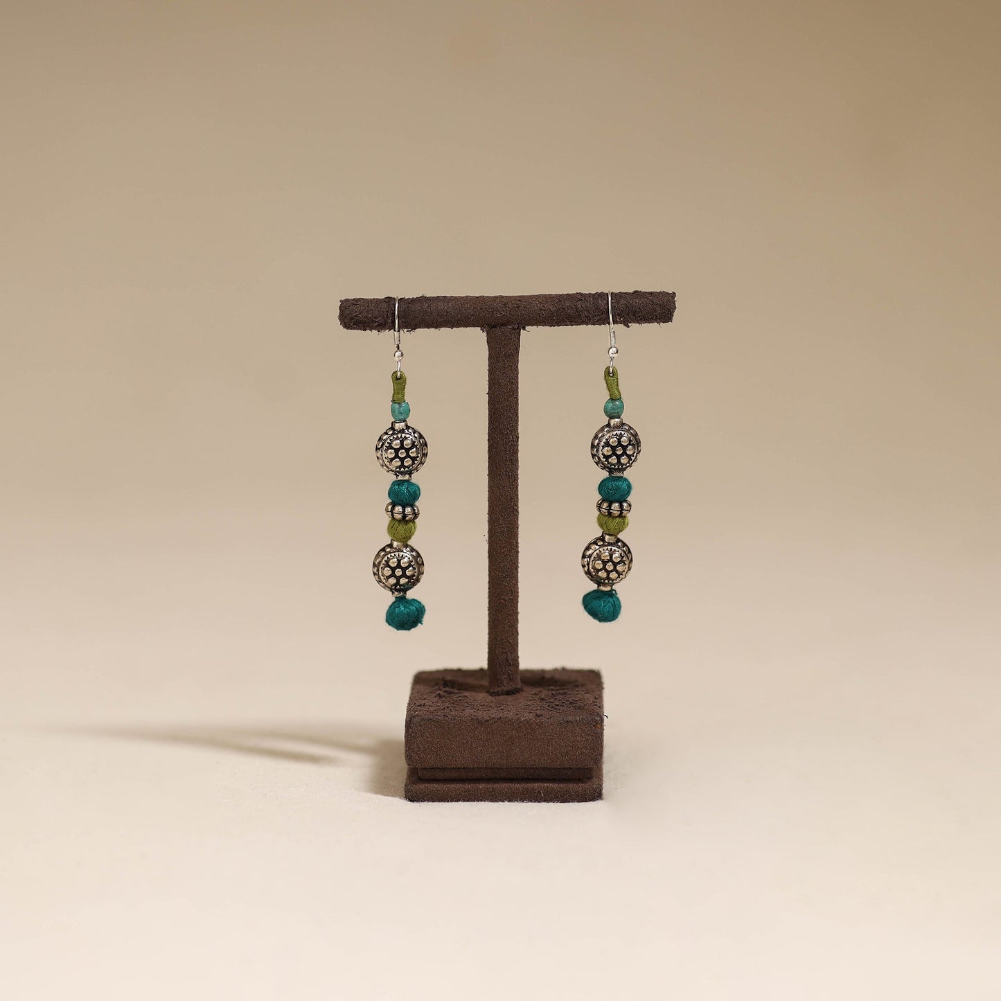 Green - patwa thread beads earrings by kailash 57