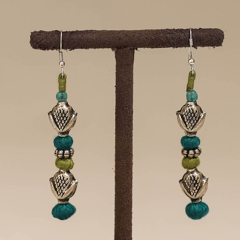 Green - patwa thread beads earrings by kailash 63