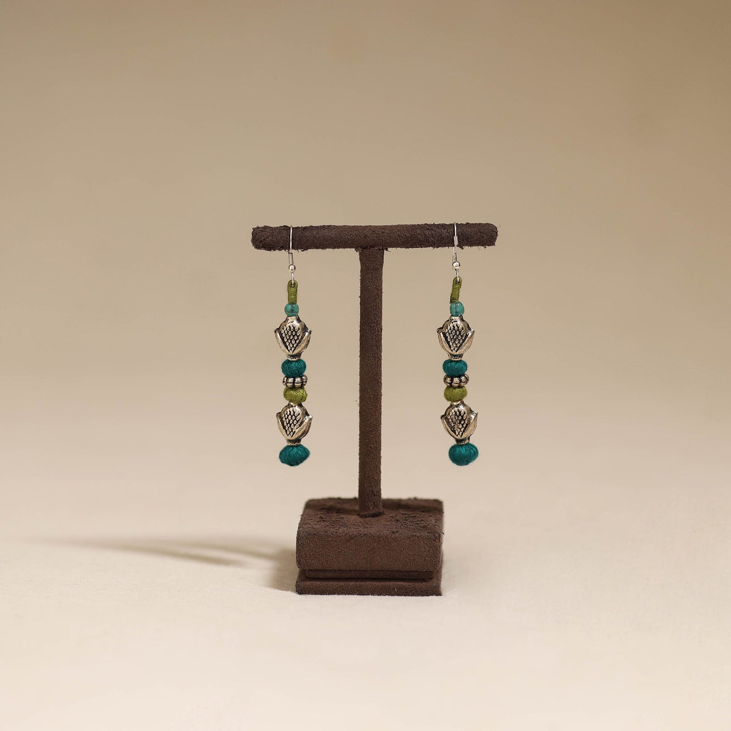 Green - patwa thread beads earrings by kailash 63