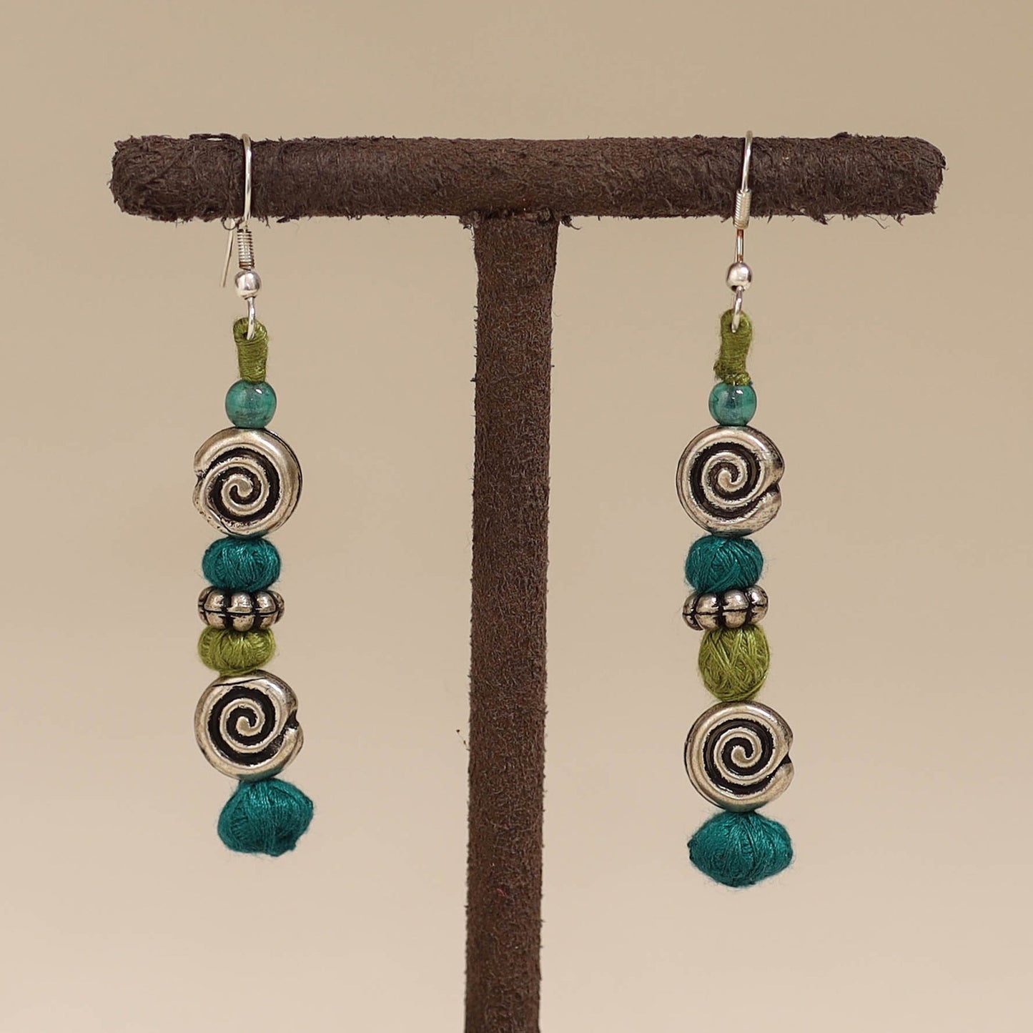 Green - patwa thread beads earrings by kailash 65