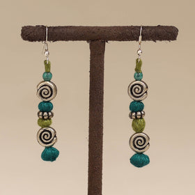 Green - patwa thread beads earrings by kailash 65