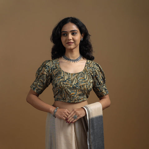 Pedana cotton natural dyed kalamkari readymade blouse 09