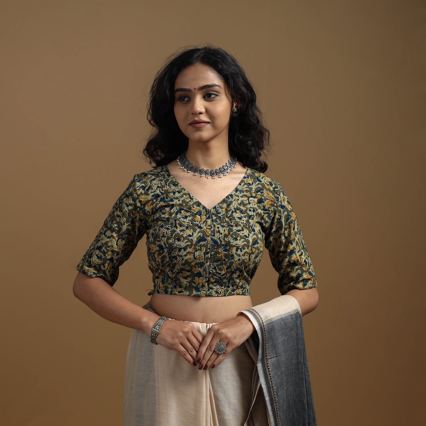 Pedana cotton natural dyed kalamkari readymade blouse 04