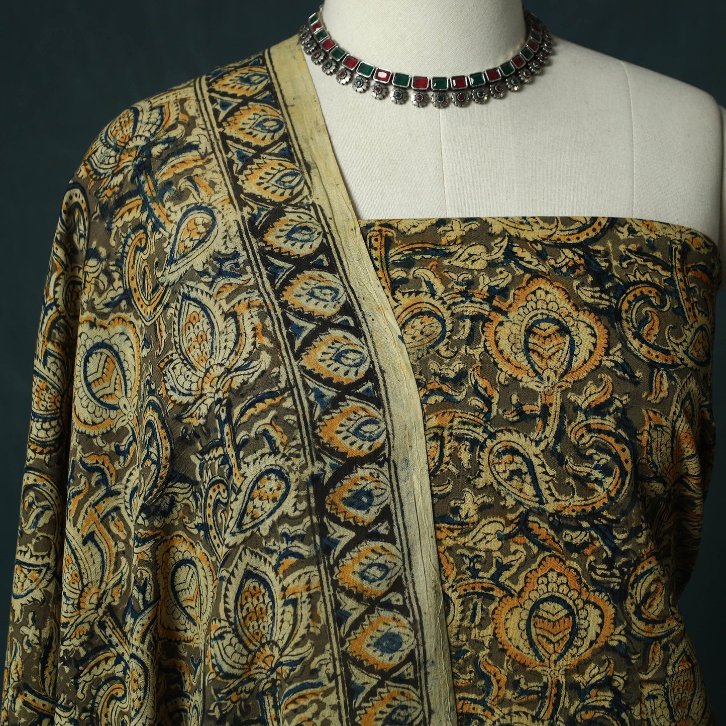 Pedana hand block print natural dyed cotton kalamkari 2pc