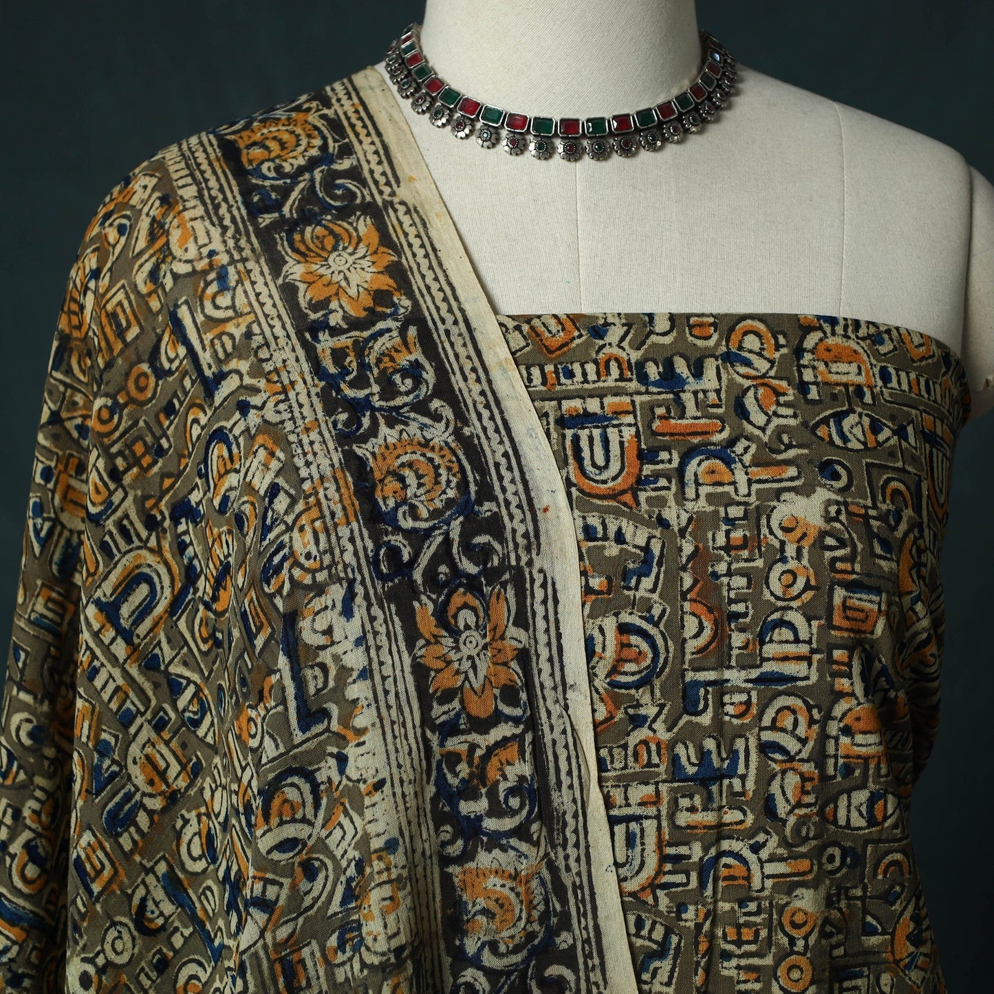 Pedana hand block print natural dyed cotton kalamkari 2pc