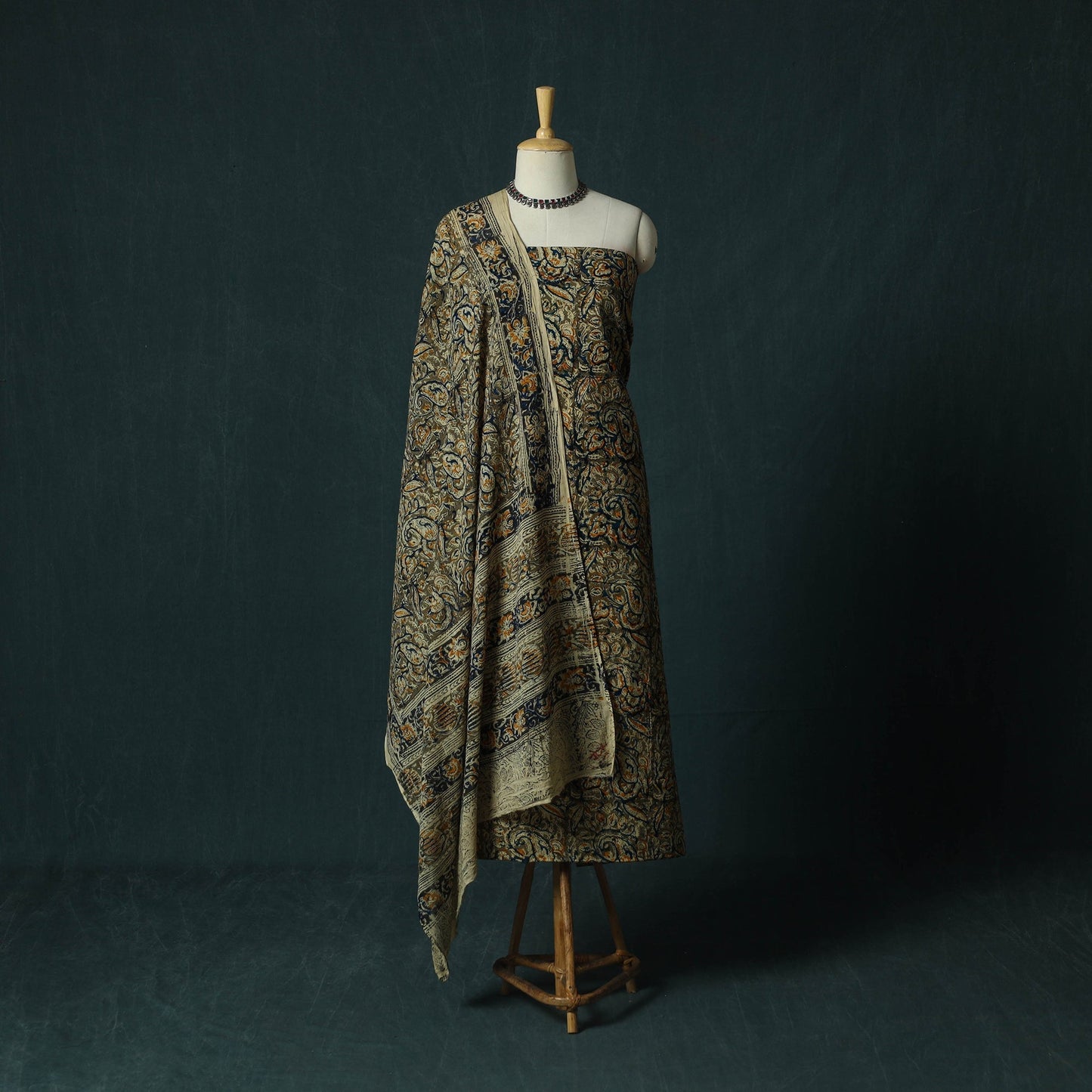 Pedana hand block print natural dyed cotton kalamkari 2pc