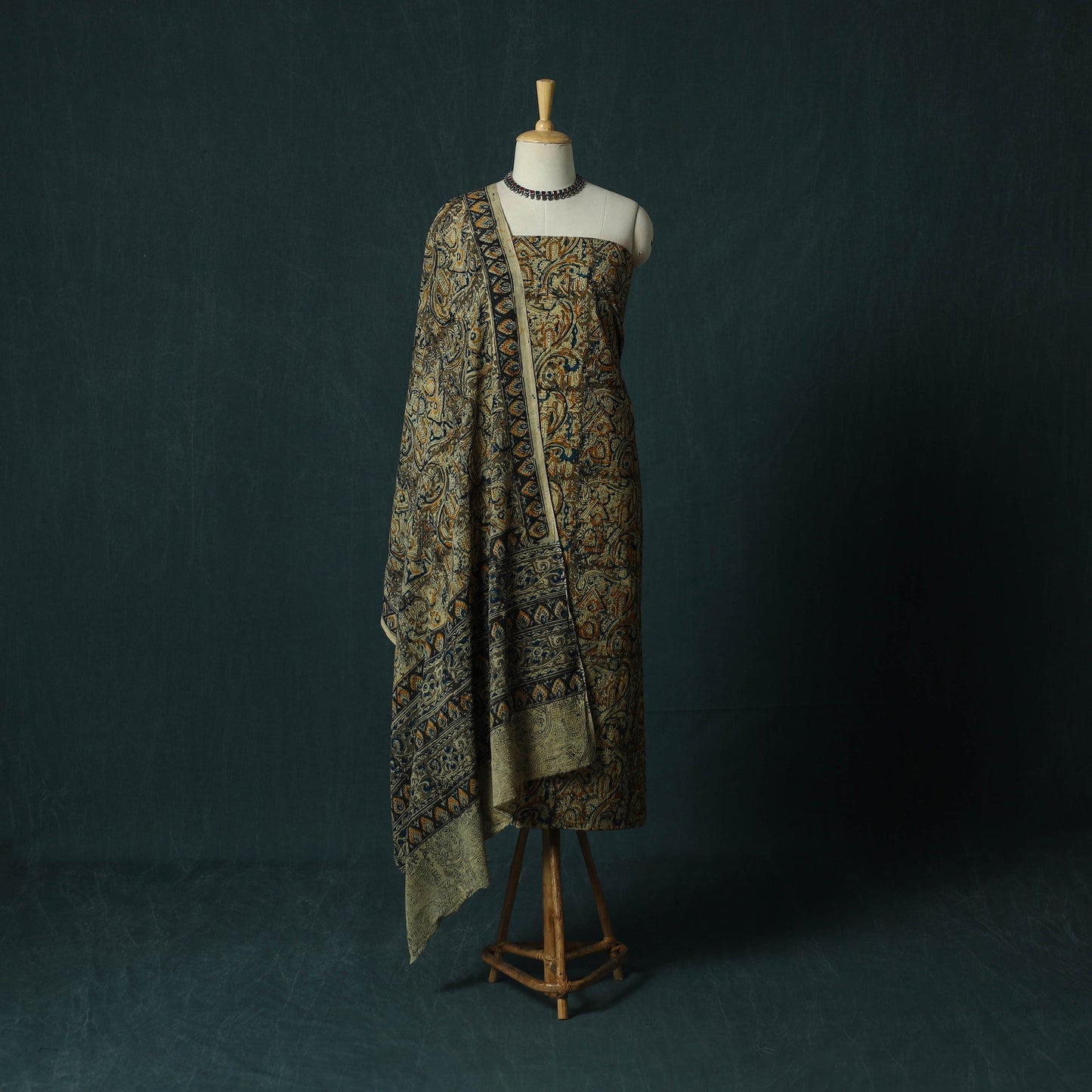 Pedana hand block print natural dyed cotton kalamkari 2pc