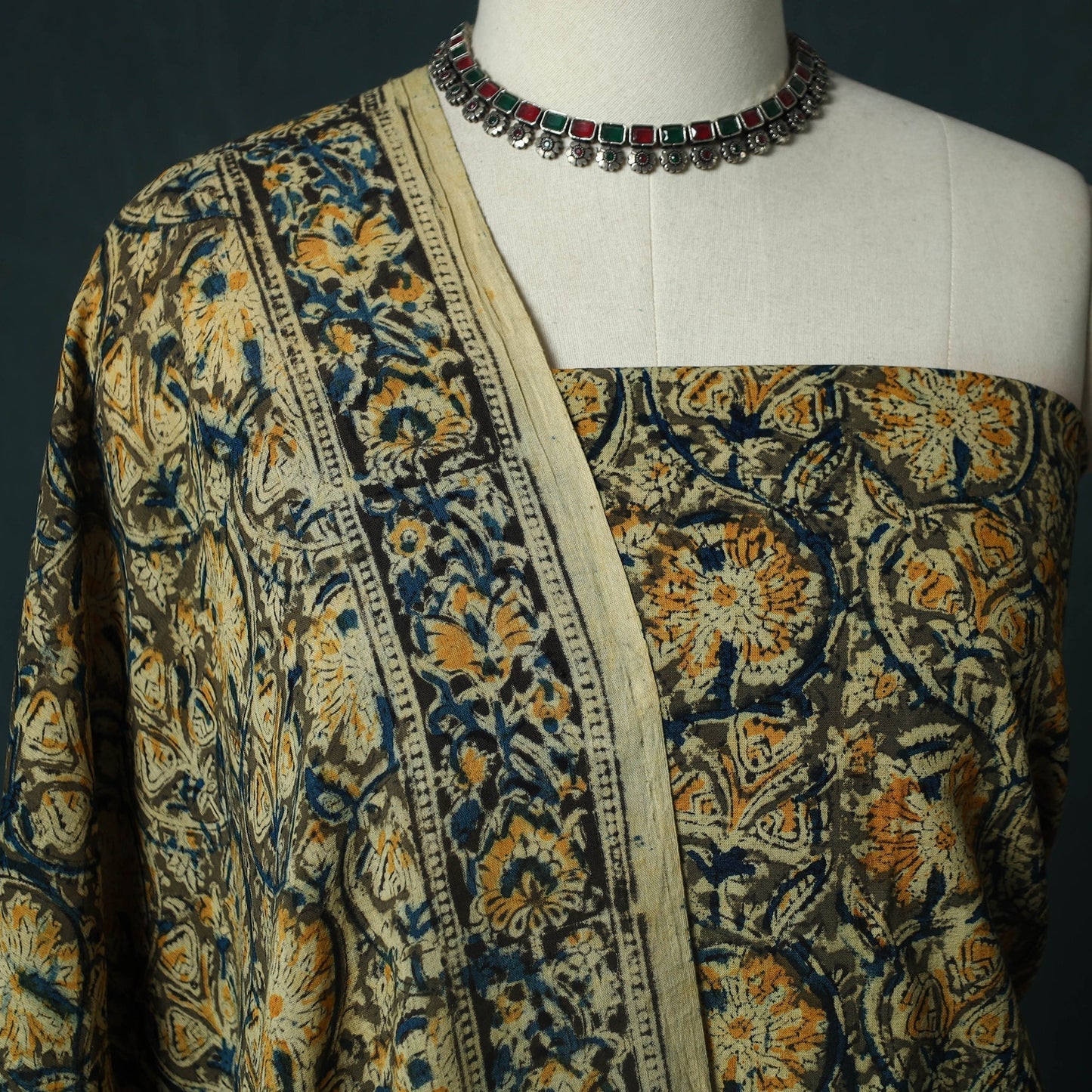 Pedana hand block print natural dyed cotton kalamkari 2pc