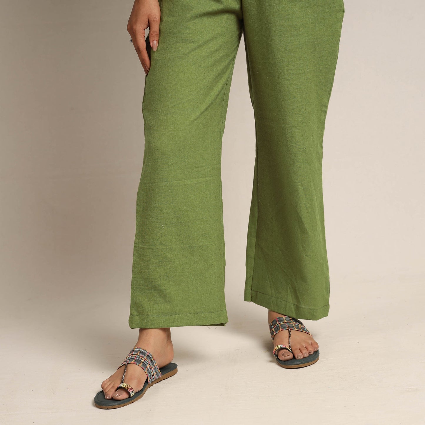 Green - pedana kalamkari printed cotton kurta with palazzo