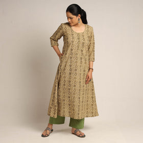 Green - pedana kalamkari printed cotton kurta with palazzo