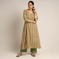 Green - pedana kalamkari printed cotton kurta with palazzo