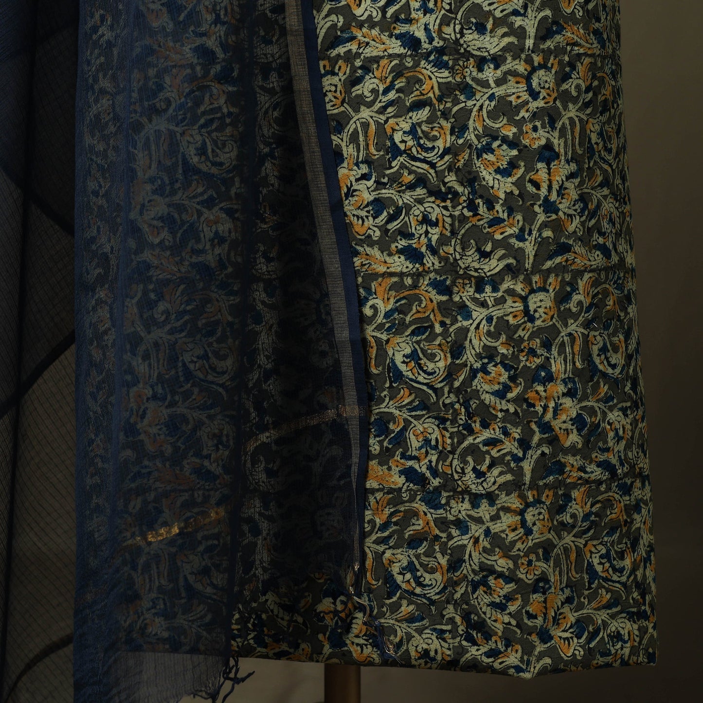 Pedana kalamkari hand block print natural dyed cotton 2pc
